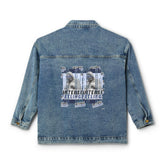 Intense Feelings - Women's Navy Blue Print Denim Jacket Moodovation
