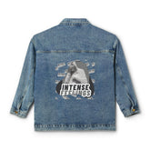 Intense Feelings - Women's Grey Print Denim Jacket Moodovation