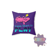 Game Over Spun Polyester Square Pillow - Deep Purple - MOODOVATION