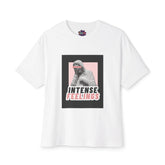 Intense Feelings – Unisex Oversized Boxy Tee - Black/Rose Print Moodovation