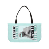 Intense Feelings Weekender Tote Bag - Cyan print Moodovation