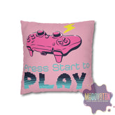 Game Over Spun Polyester Square Pillowcase - Pink - MOODOVATION