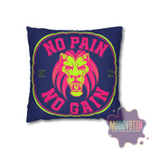 No Pain No Gain Spun Polyester Square Pillowcase - Navy Blue - MOODOVATION