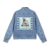 Intense Feelings - Cyan Print Men's Street Denim Jacket Moodovation