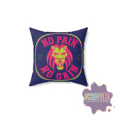 No Pain No Gain Spun Polyester Square Pillow - Navy Blue - MOODOVATION