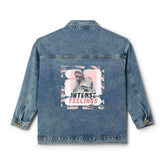 Intense Feelings - Women's Rose Pink Print Denim Jacket Moodovation
