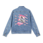 Intense Feelings - Men's Black/Rose Pink Print Street Denim Jacket Moodovation