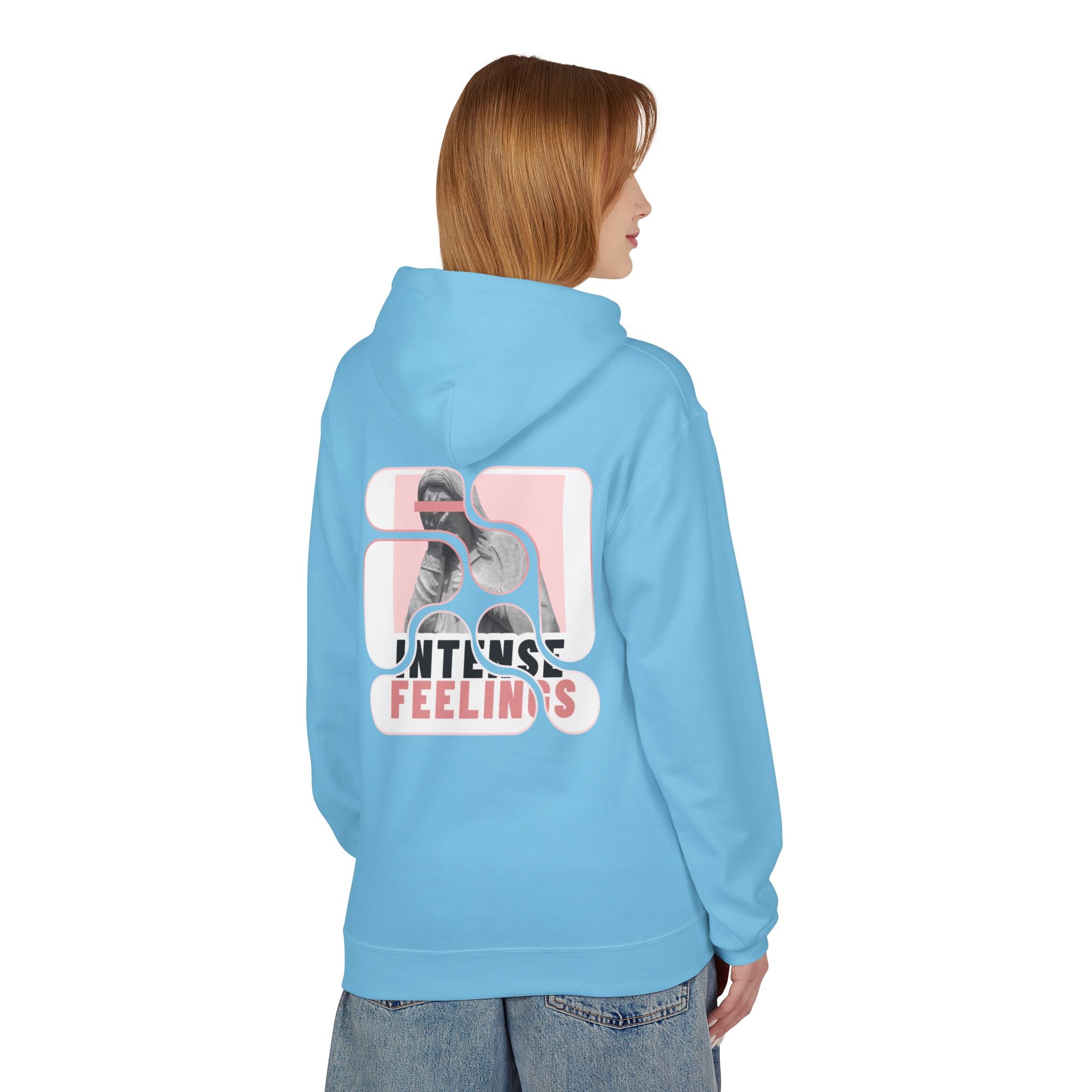 Intense Feelings Unisex Midweight Hoodie - Rose Pink Print