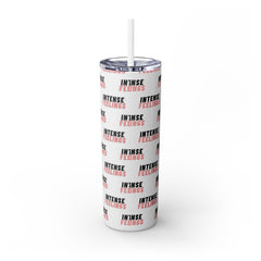 Intense Feelings - Black/Rose Pink Print Skinny Tumbler