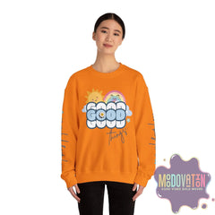 Good Things - Unisex Heavy Blend Crewneck Sweatshirt - Large Graphic Sleeve - MOODOVATION