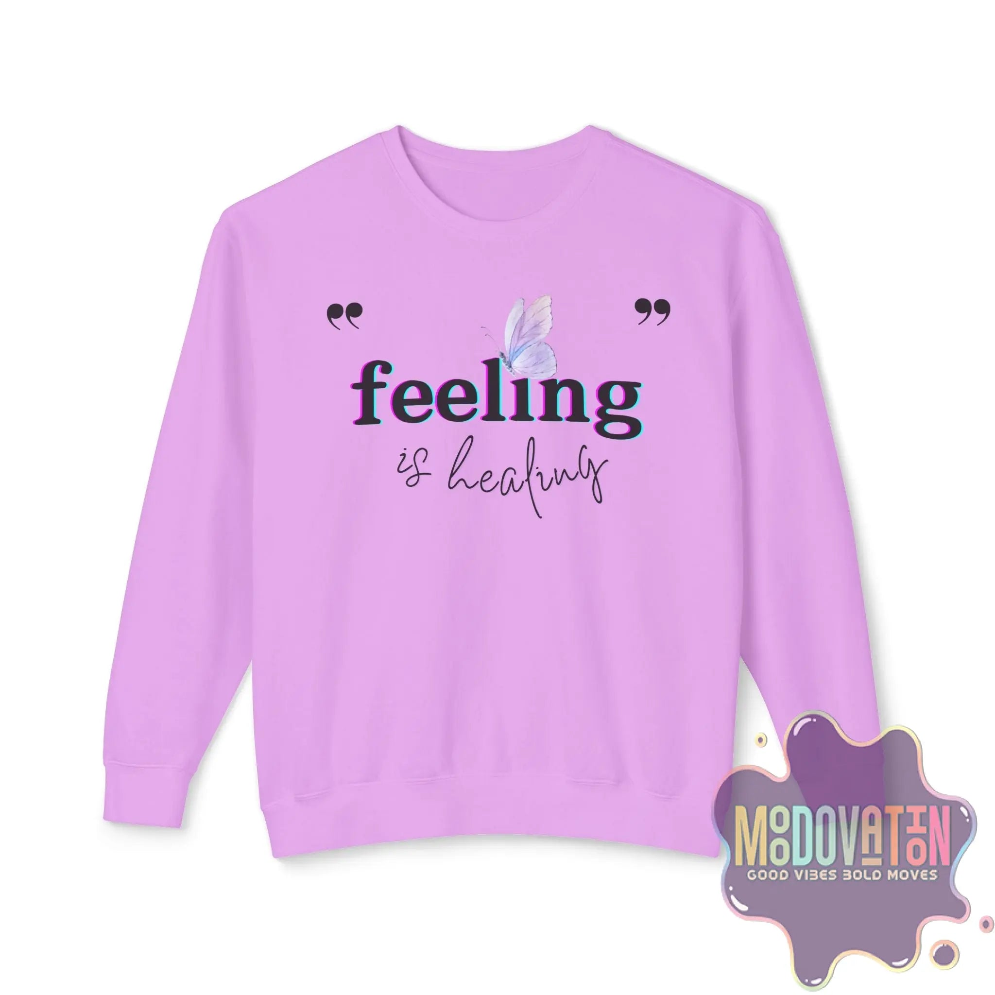 Feeling Is Healing Lightweight Crewneck Sweatshirt - Spring Edition Moodovation