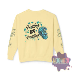 Feeling Is Healing Heart-print Unisex Lightweight Crewneck Sweater - Spring Edition Moodovation