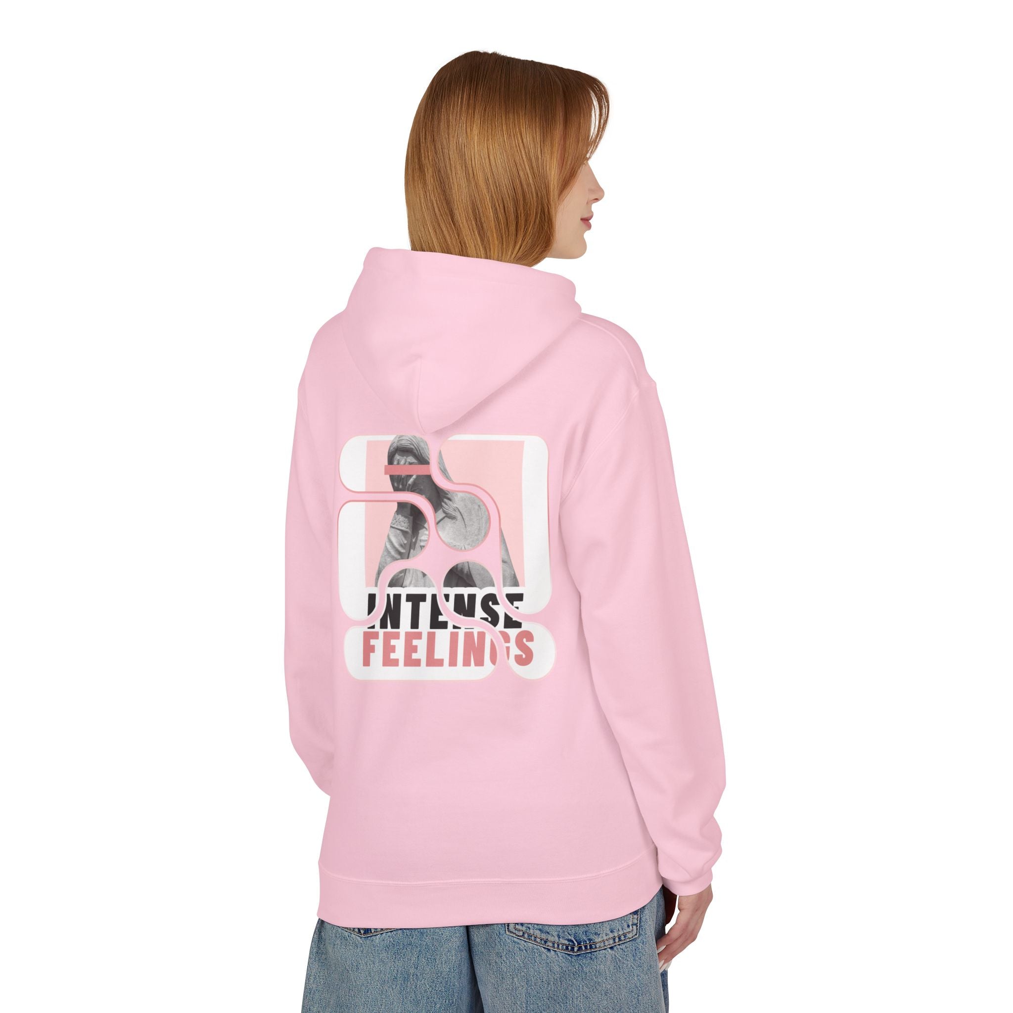 Intense Feelings Unisex Midweight Hoodie - Rose Pink Print