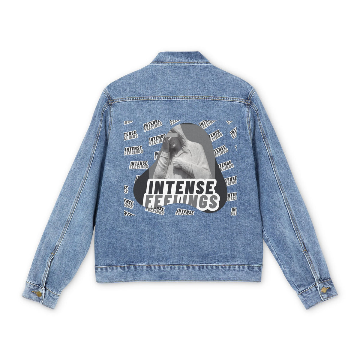 Intense Feelings - Men's Grey Print Street Denim Jacket