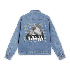 Intense Feelings - Men's Grey Print Street Denim Jacket