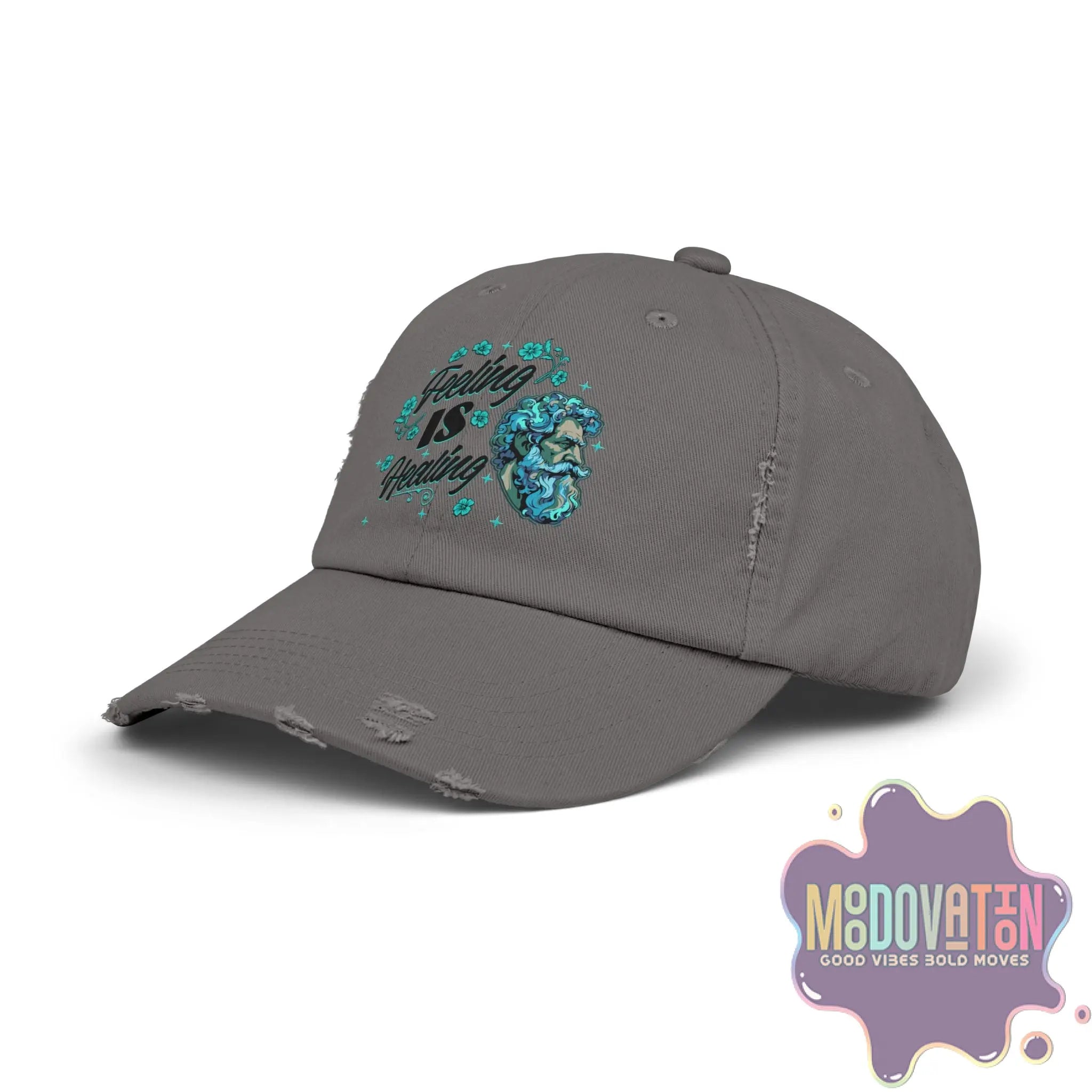 Stoic Feeling Is Healing – Unisex Distressed Vintage Hat - MOODOVATION