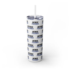 Intense Feelings - Navy Blue Print Skinny Tumbler