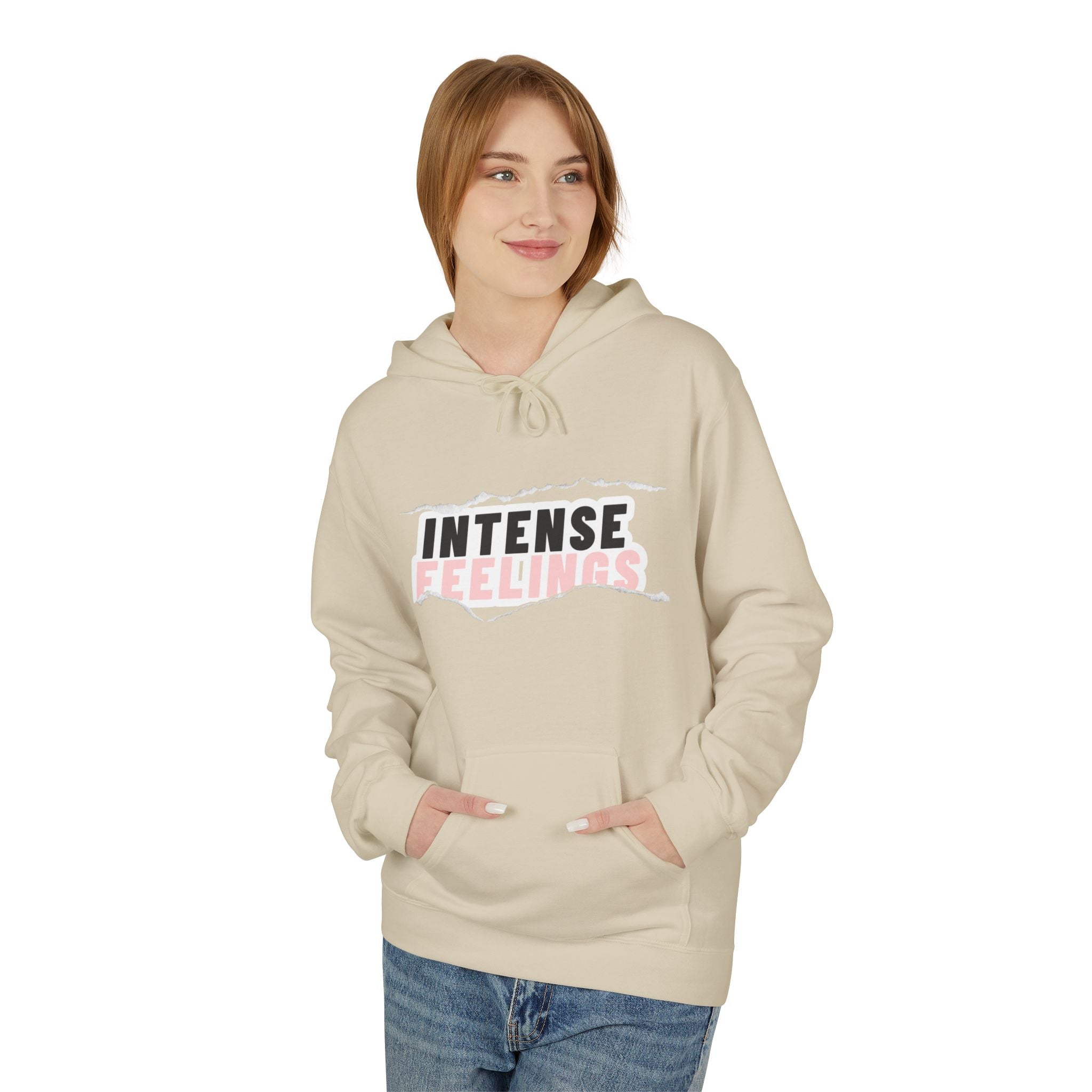 Intense Feelings Unisex Midweight Hoodie - Rose Pink Print