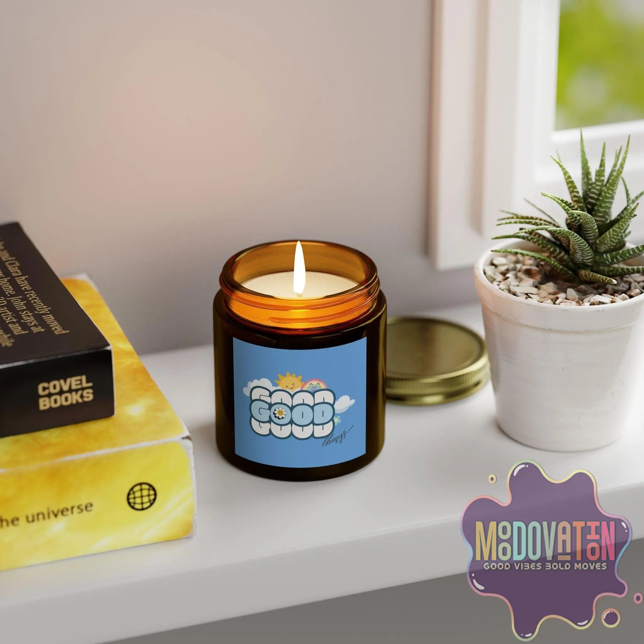 Good Things Scented Coconut Apricot Wax Candle (4oz, 9oz) - MOODOVATION