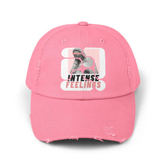 Intense Feelings - Pink Rose Print Vintage Distressed Hat