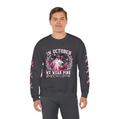 In October We Wear Pink – Breast Cancer Awareness Unisex Crewneck Sweatshirt