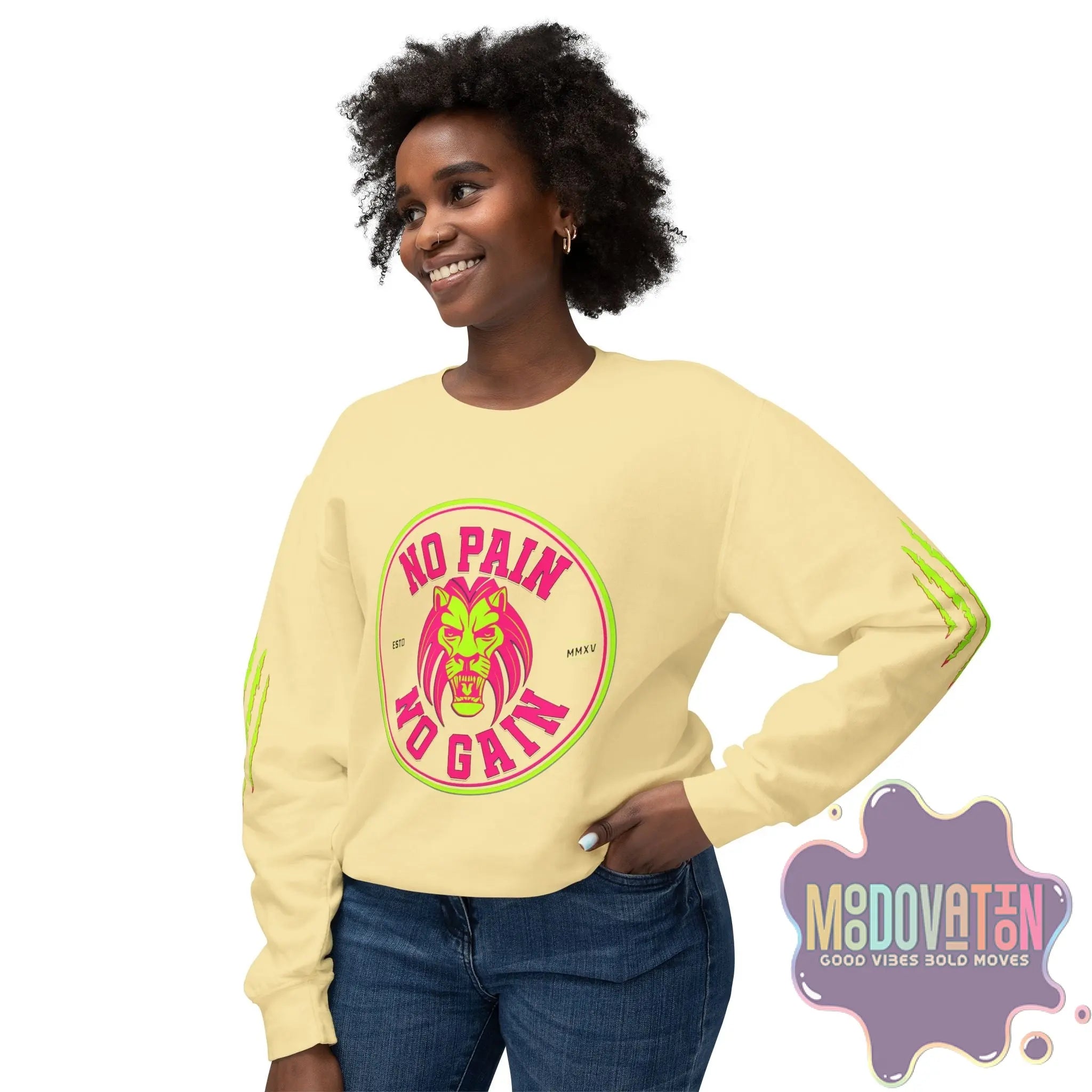 No Pain No Gain Unisex Lightweight Crewneck Sweatshirt - Spring Edition Moodovation