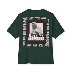 Intense Feelings – Unisex Oversized Boxy Tee - Black/Rose Print