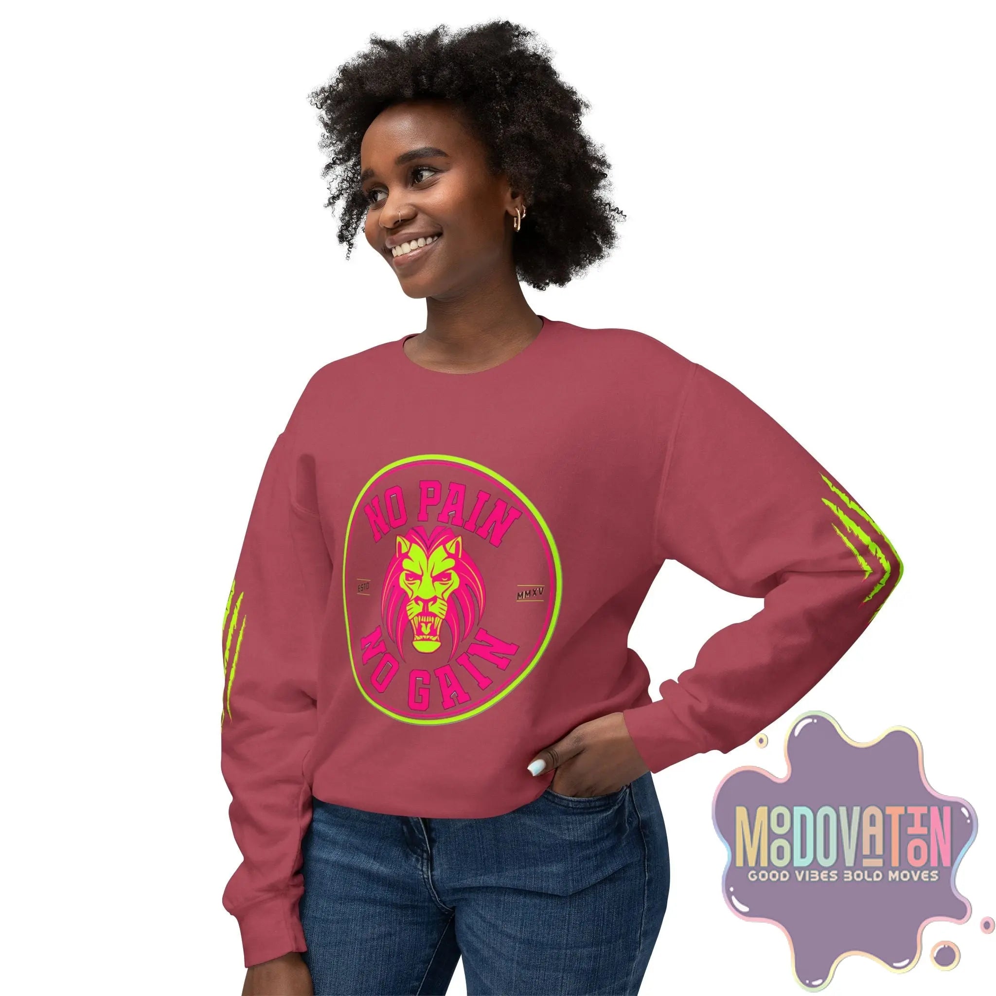 No Pain No Gain Unisex Lightweight Crewneck Sweatshirt - Spring Edition Moodovation