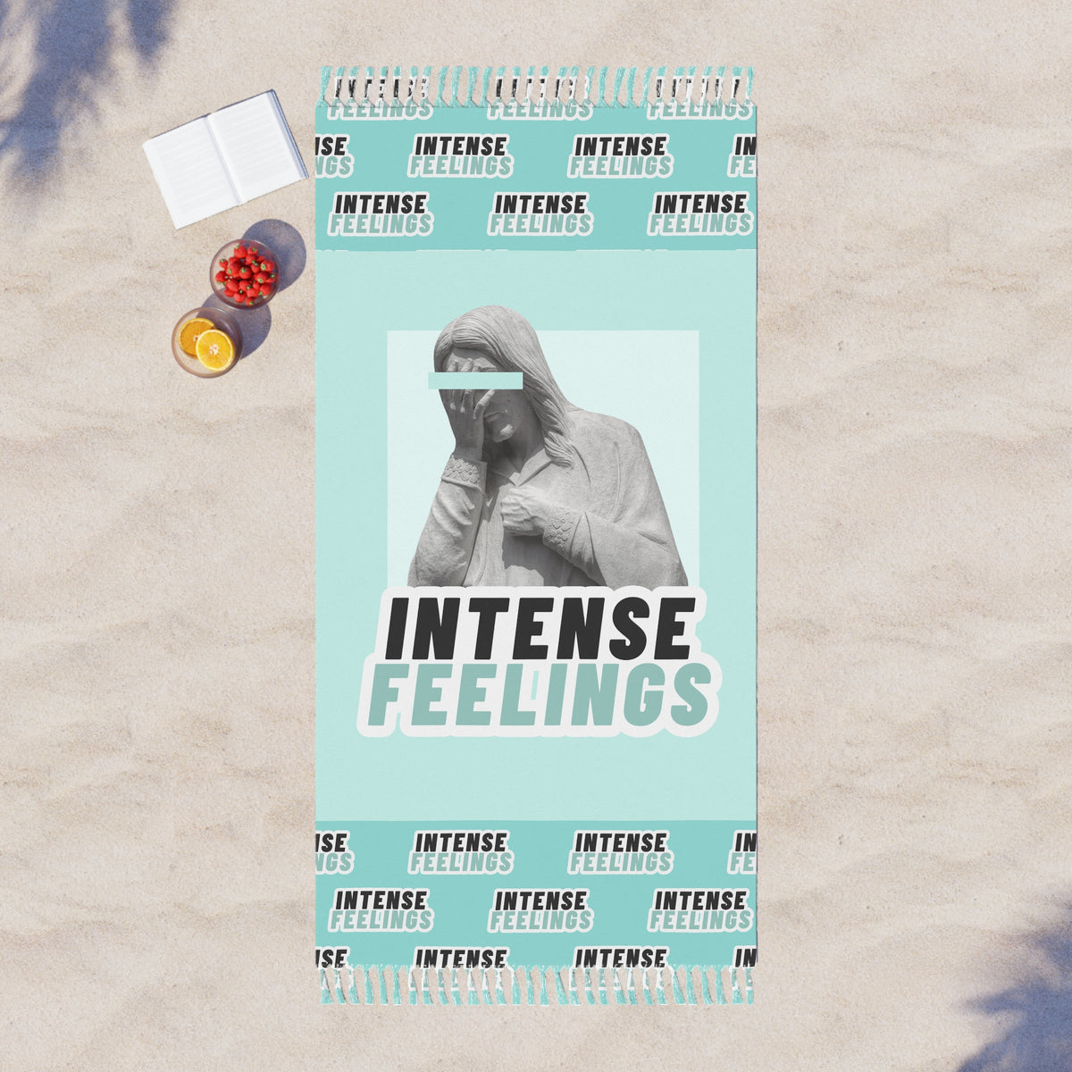 Intense Feelings - Cyan Boho Beach Towel