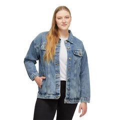 Intense Feelings - Women's Black/Pink Rose Print Denim Jacket