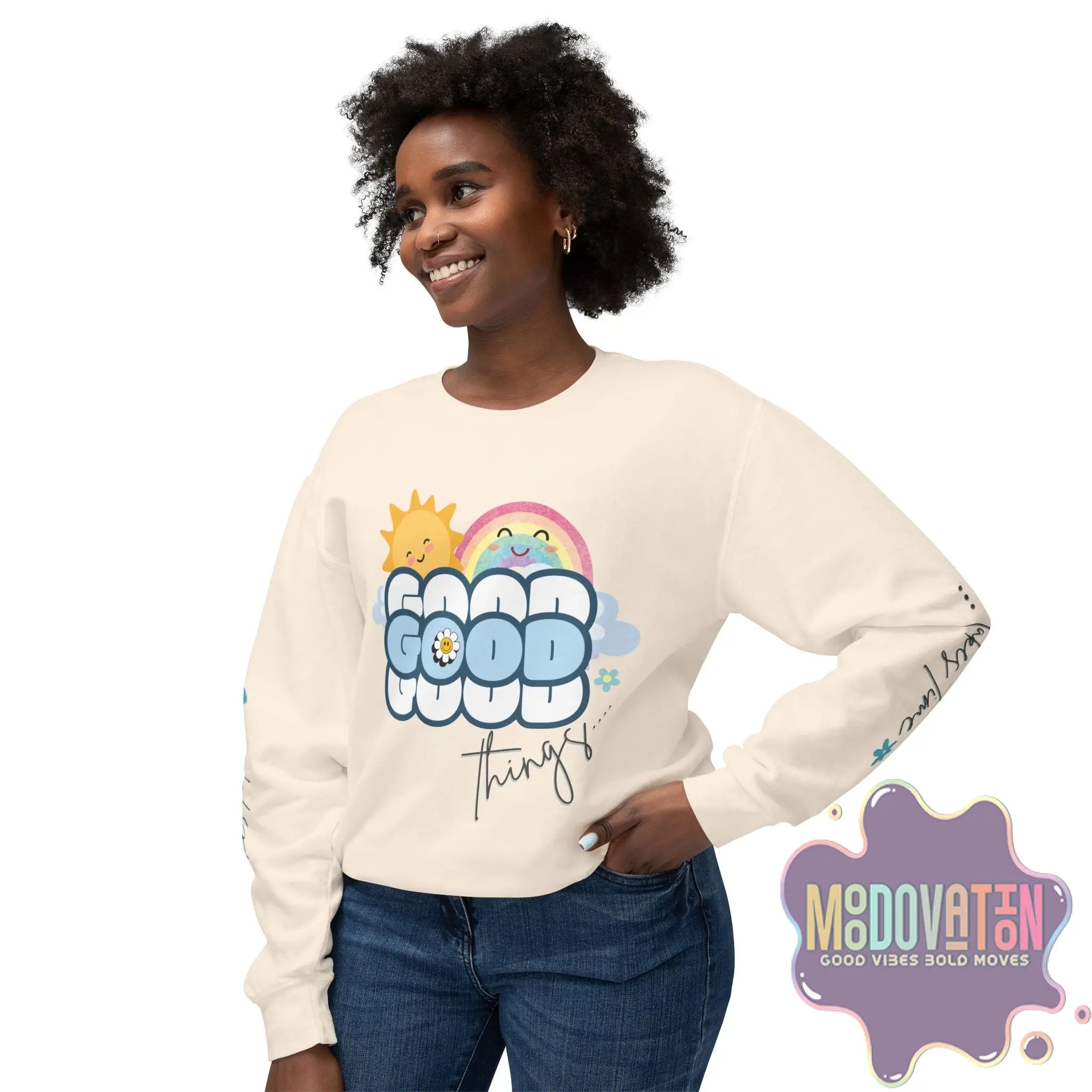 Good Things Unisex Lightweight Crewneck Sweatshirt - Spring Edition Moodovation