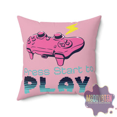 Game Over Spun Polyester Square Pillow - Pink - MOODOVATION