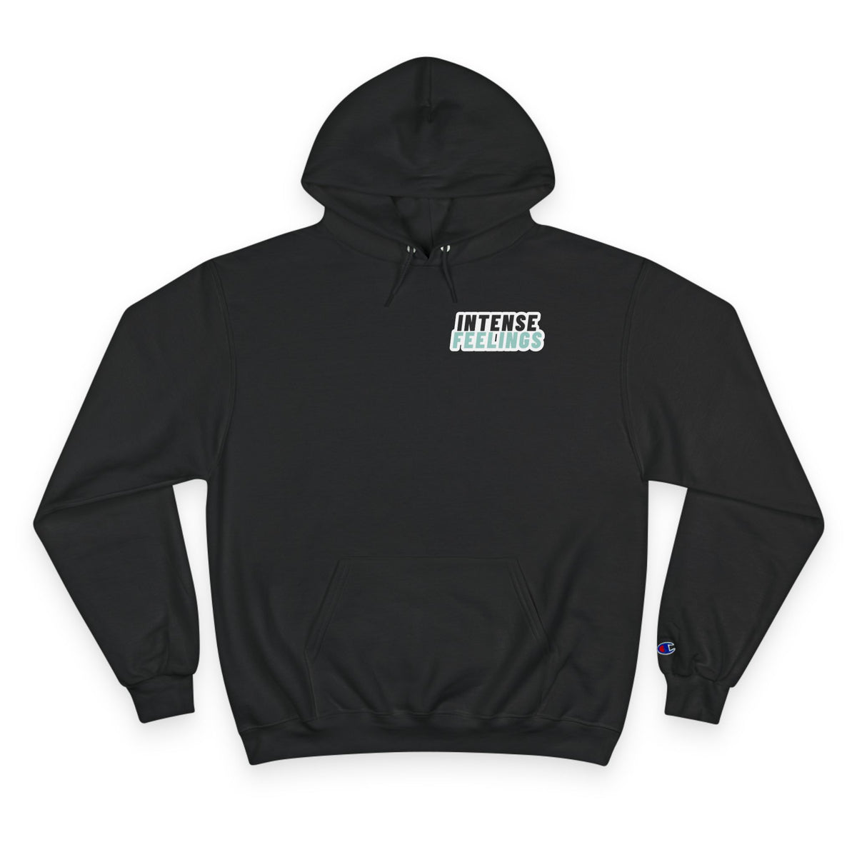 Intense Feelings Champion Unisex Hoodie - Cyan Print