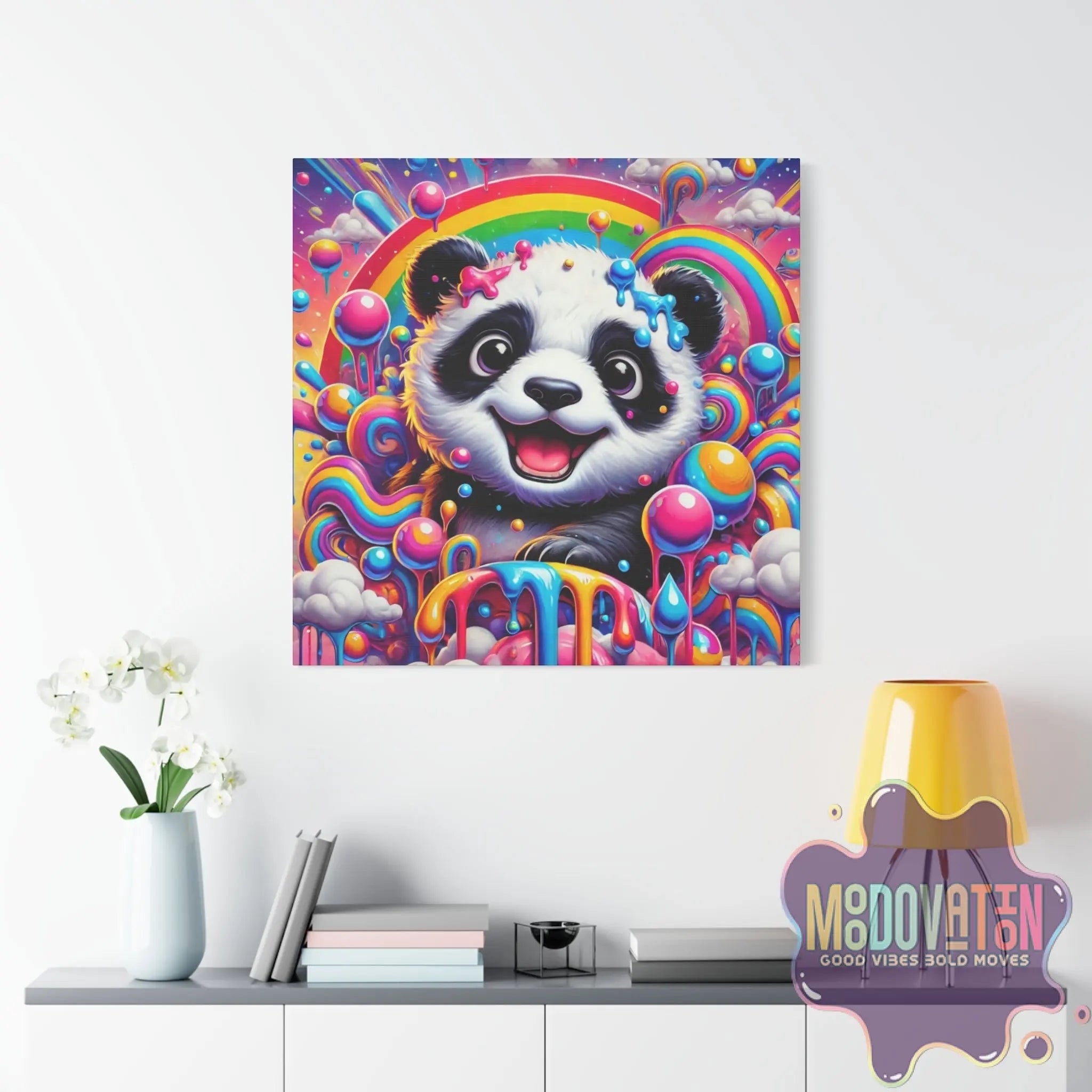 Drippy Delight Panda Matte Canvas - MOODOVATION
