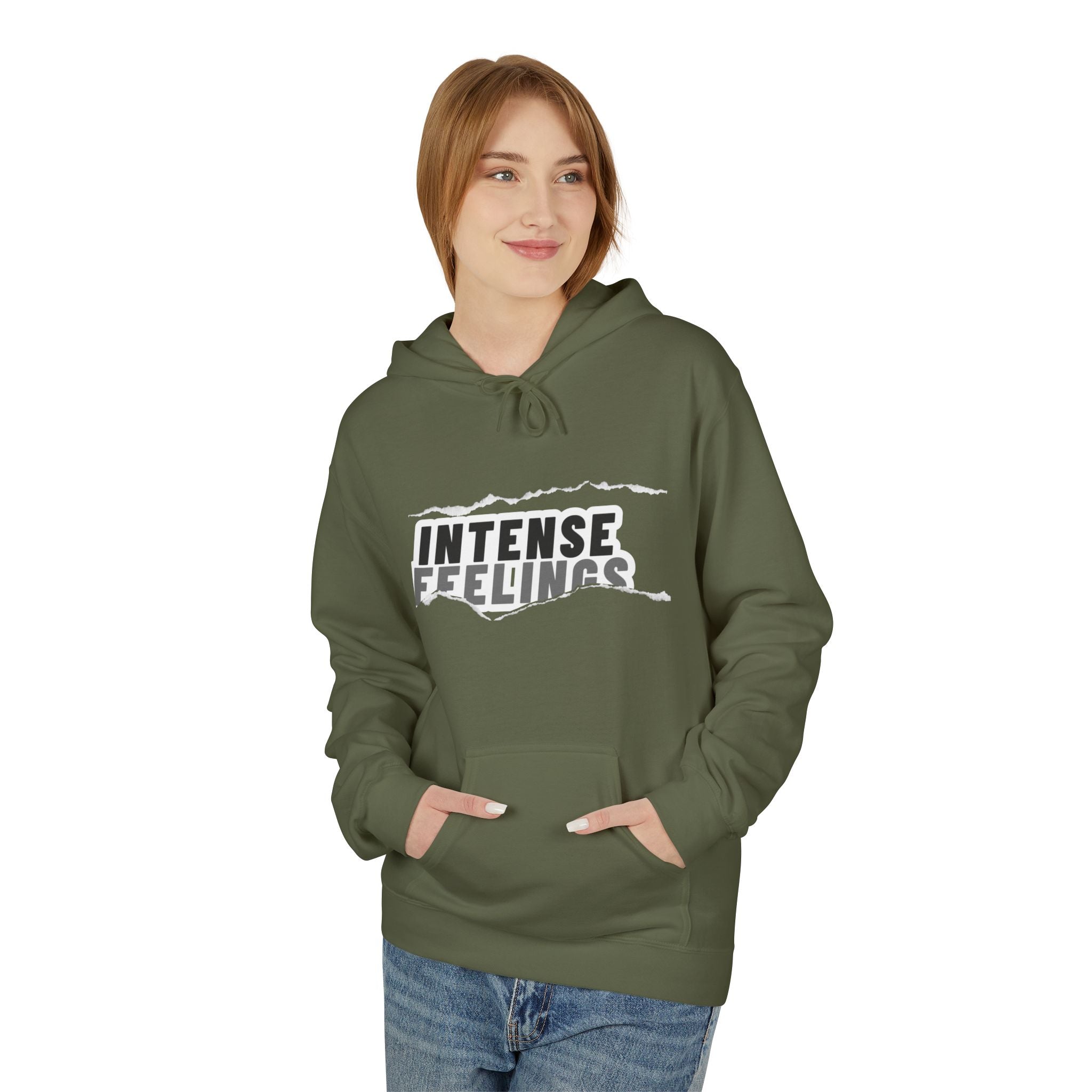 Intense Feelings Unisex Midweight Hoodie - Grey Print