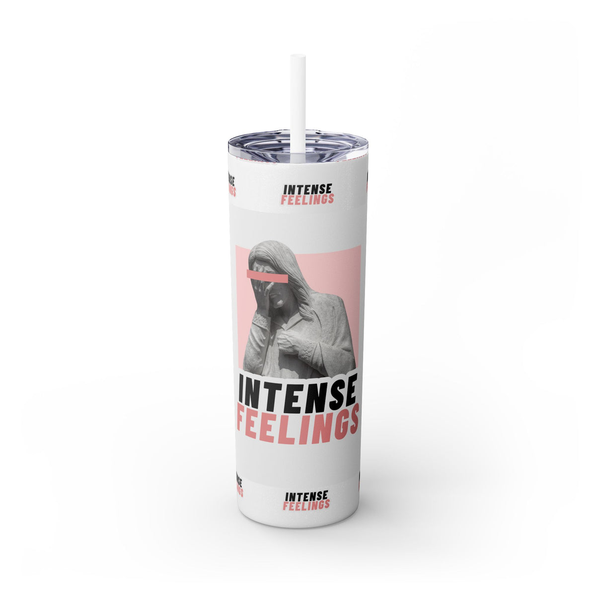 Intense Feelings - Rose Pink Print Skinny Tumbler