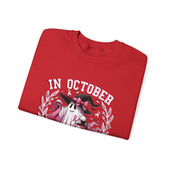 In October We Wear Pink – Breast Cancer Awareness Unisex Crewneck Sweatshirt