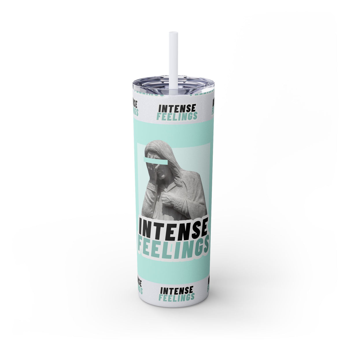 Intense Feelings - Cyan Print Skinny Tumbler