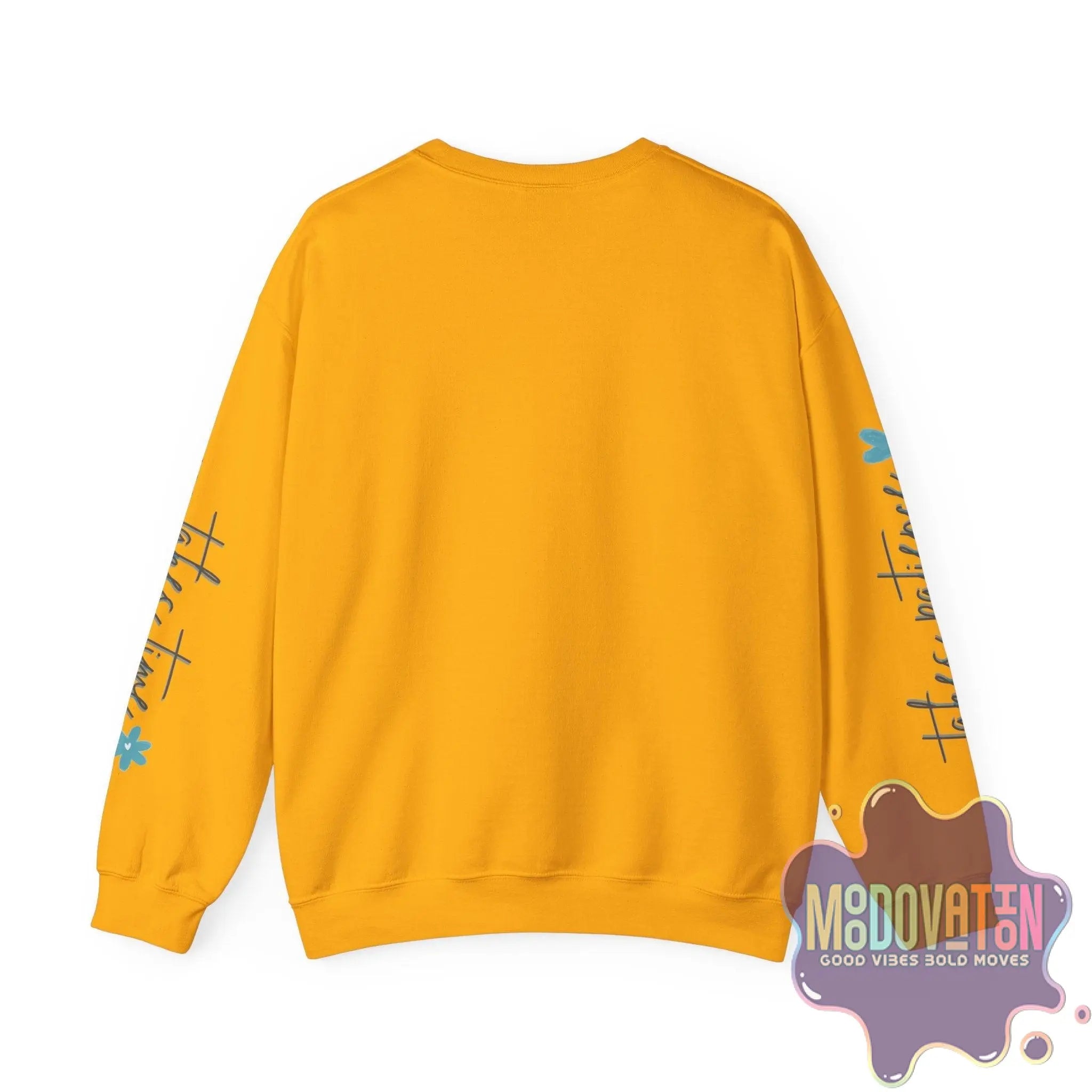 Good Things - Unisex Heavy Blend Crewneck Sweatshirt - Large Graphic Sleeve - MOODOVATION