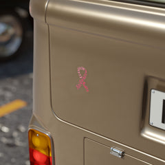 Transparent Breast Cancer Awareness Ribbon Decal – Courage, Strength & Faith