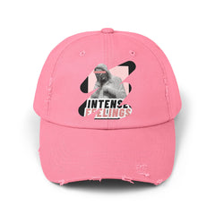 Intense Feelings - Black/Rose Pink Print Vintage Distressed Hat
