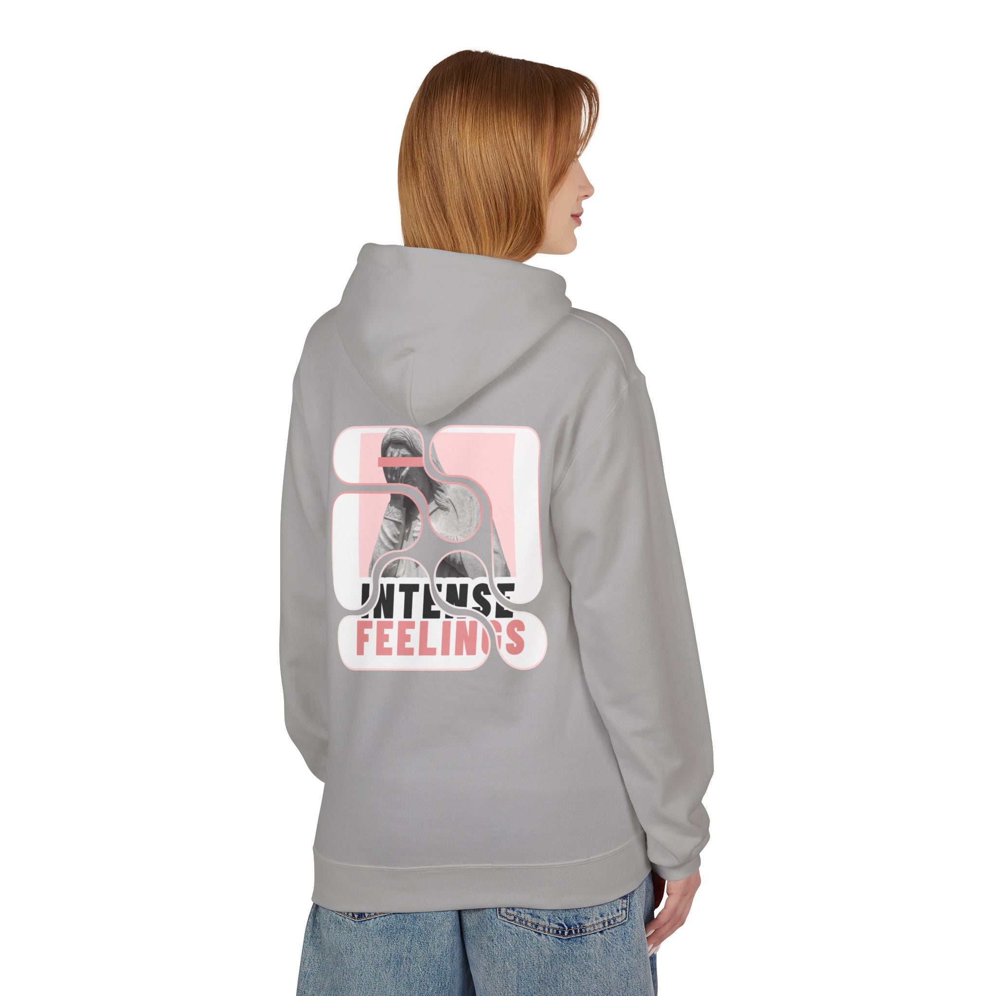Intense Feelings Unisex Midweight Hoodie - Rose Pink Print
