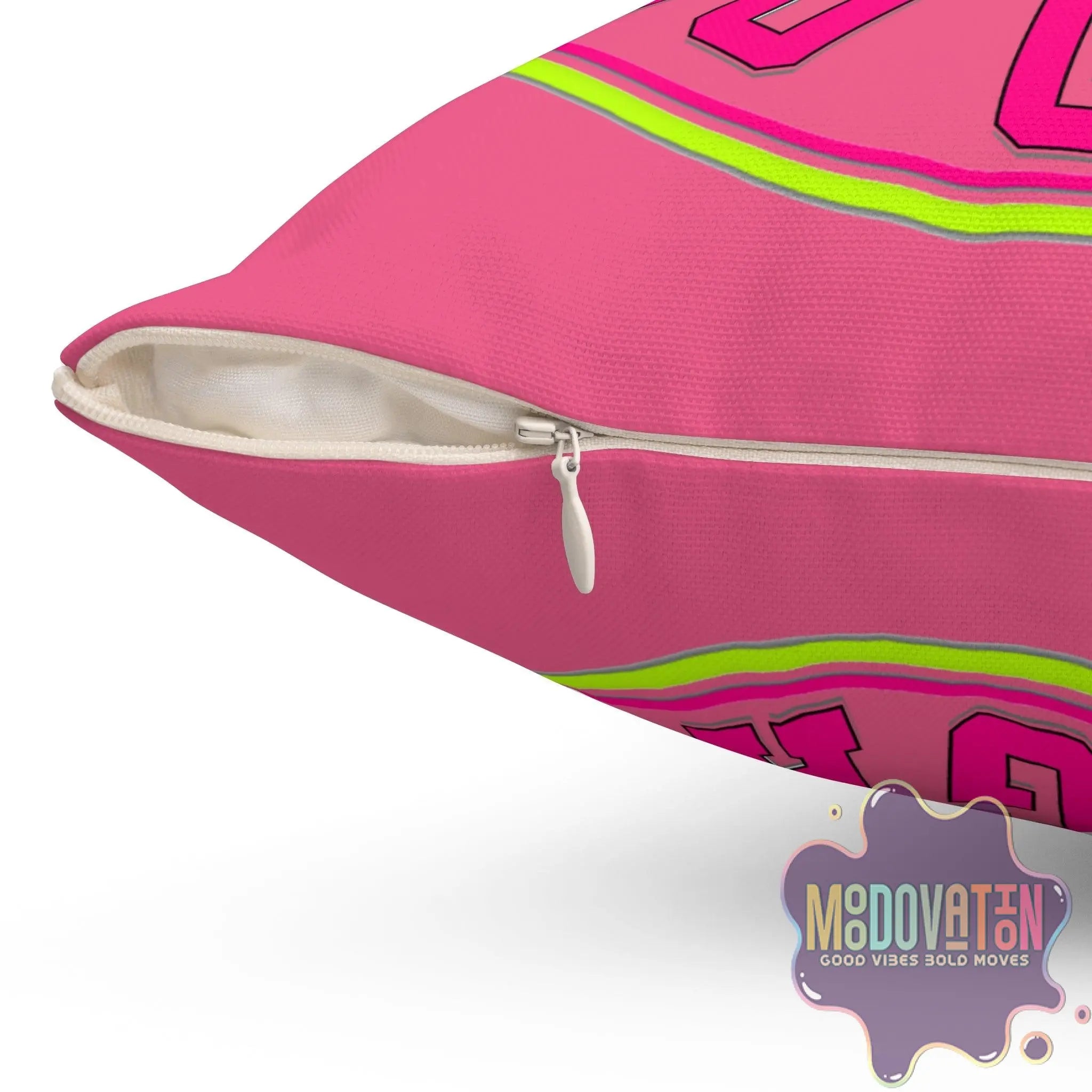 No Pain No Gain Spun Polyester Square Pillow - Watermelon Pink - MOODOVATION
