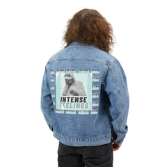 Intense Feelings - Cyan Print Men's Street Denim Jacket