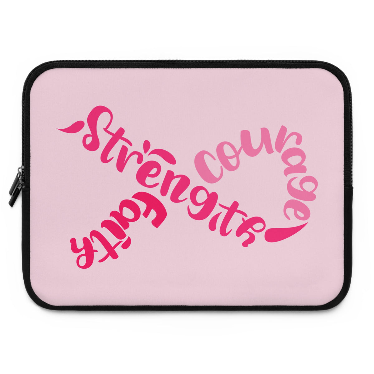 Breast Cancer Awareness Laptop Sleeve – Courage, Strength & Faith