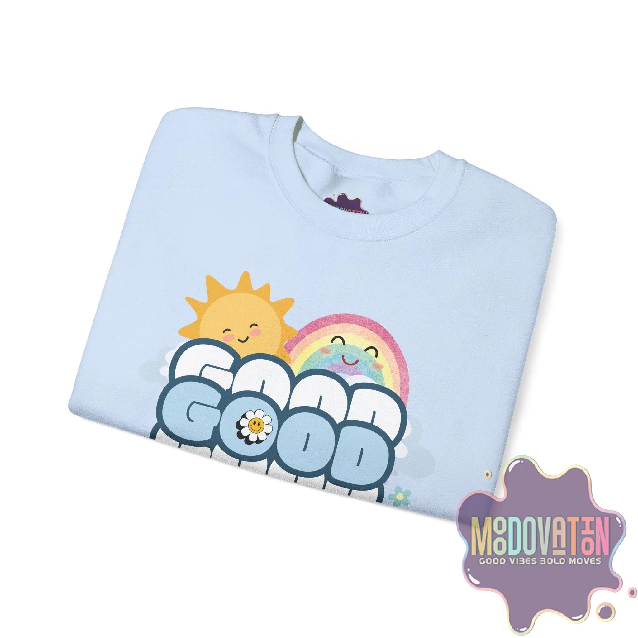 Good Things - Unisex Heavy Blend Crewneck Sweatshirt - Large Graphic Sleeve - MOODOVATION