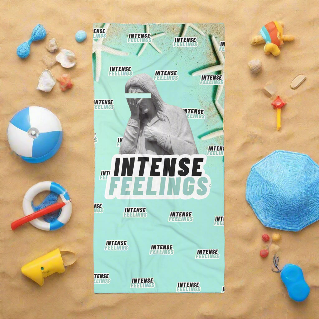 Intense Feelings - Cyan Beach Towel