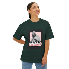 Intense Feelings – Unisex Oversized Boxy Tee - Black/Rose Print