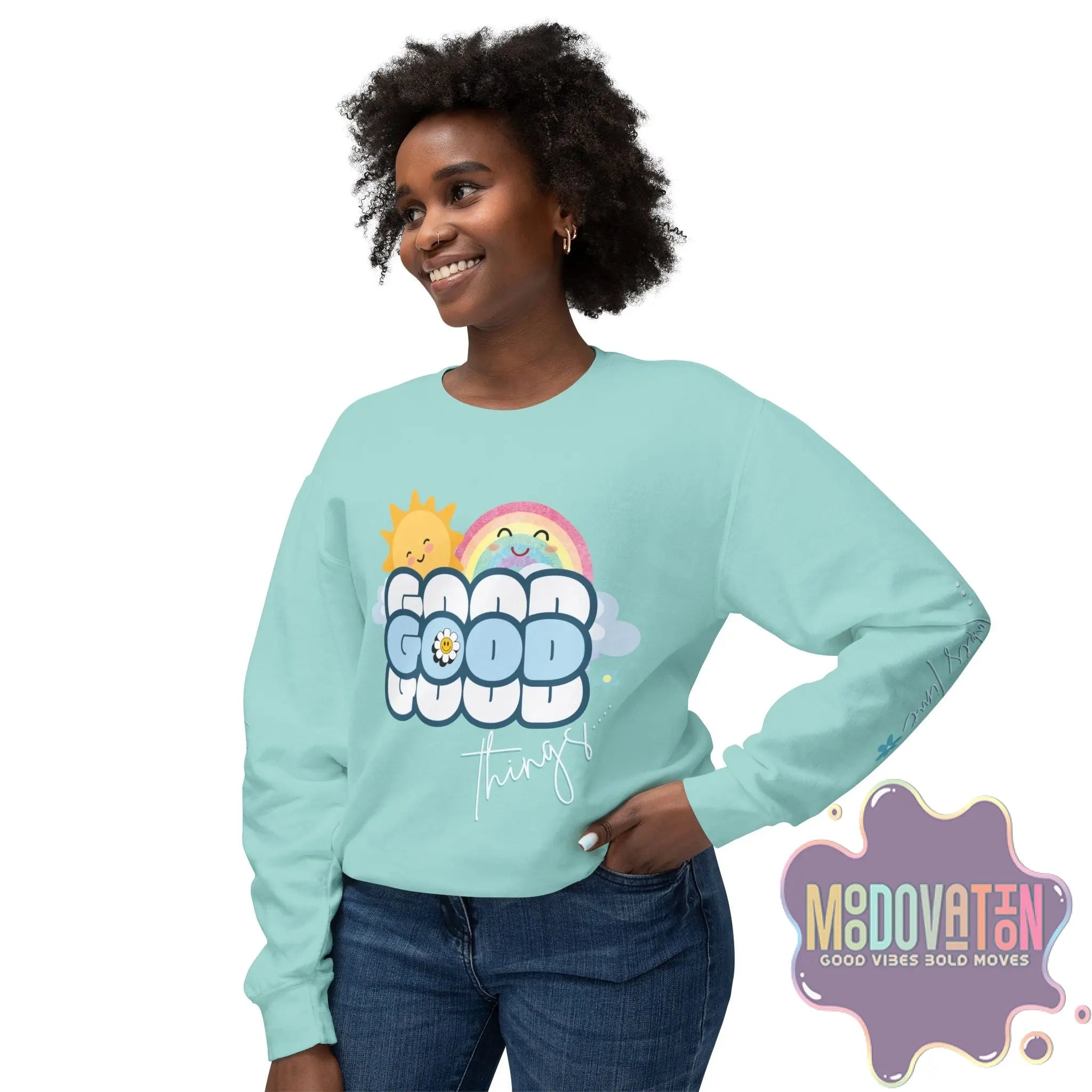 Good Things Unisex Lightweight Crewneck Sweatshirt - Spring Edition Moodovation