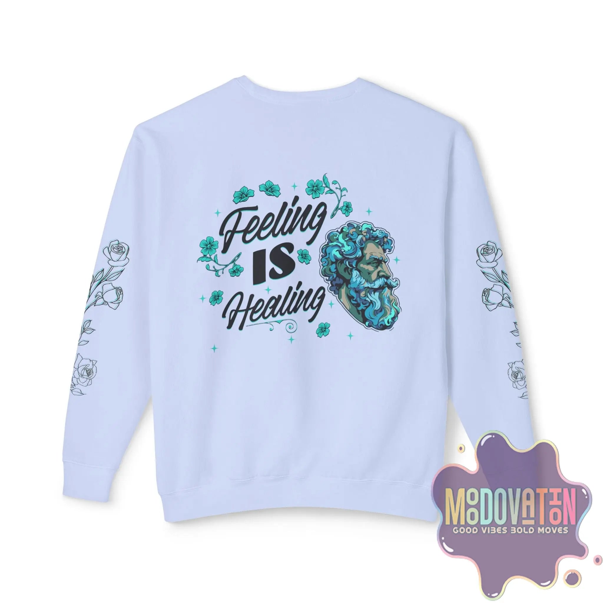 Feeling Is Healing Heart-print Unisex Lightweight Crewneck Sweater - Spring Edition Moodovation